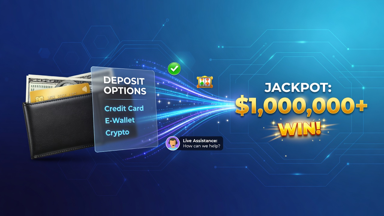 Mobiele speler die snelle storting uitvoert voor progressieve jackpot slot