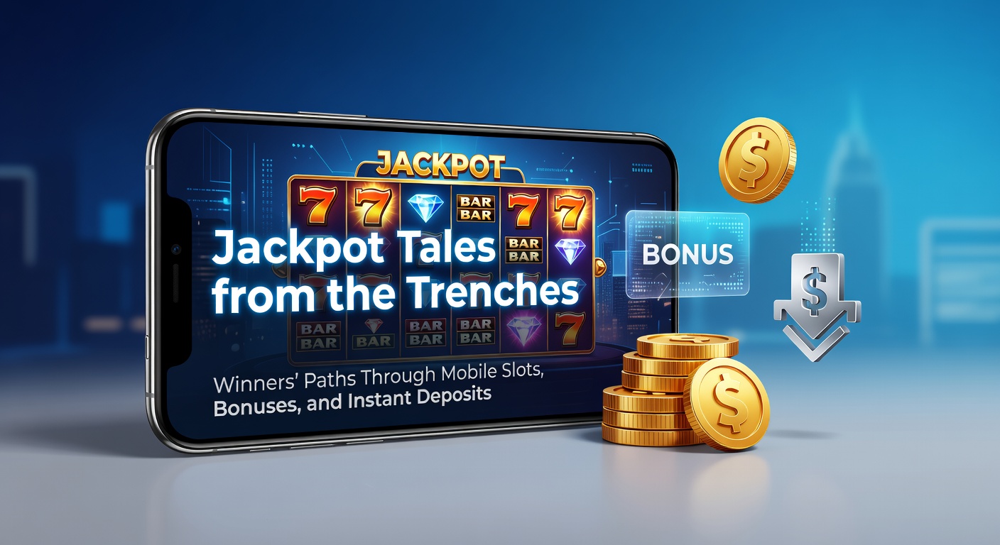 Een mobiele telefoon met een draaiende slotmachine op het scherm, jackpotlichten knipperend in de achtergrond terwijl munten regenen