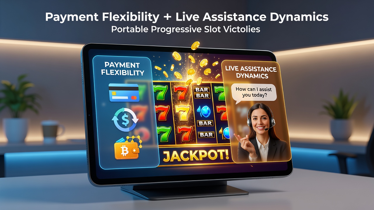 Mobiele progressieve slot interface met betalingsopties en live chat