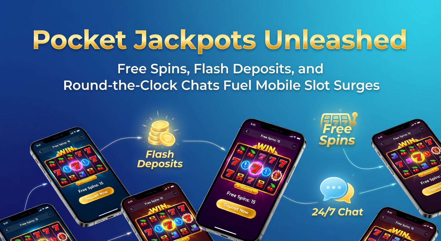 Speler met smartphone viert jackpotwinst in mobiel casino, met neonlichten en draaiende slotsymbolen op het scherm