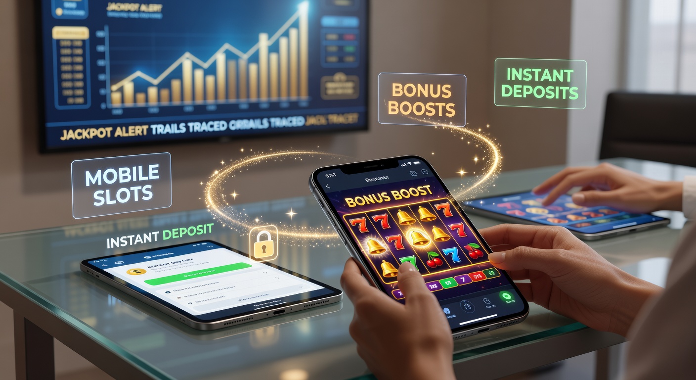 Grafiek met stijgende jackpotwinsten op mobiel, bonussen en depositetrends in 2026, met iconen van slots en geldstromen